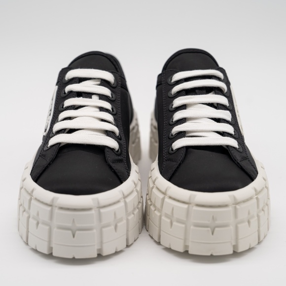 size 40eu 10 US Prada Double Wheel Platform Sneaker Black Nylon White - Picture 2 of 15